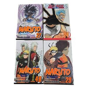 Collection of manga volumes from the series Naruto and Bleach
